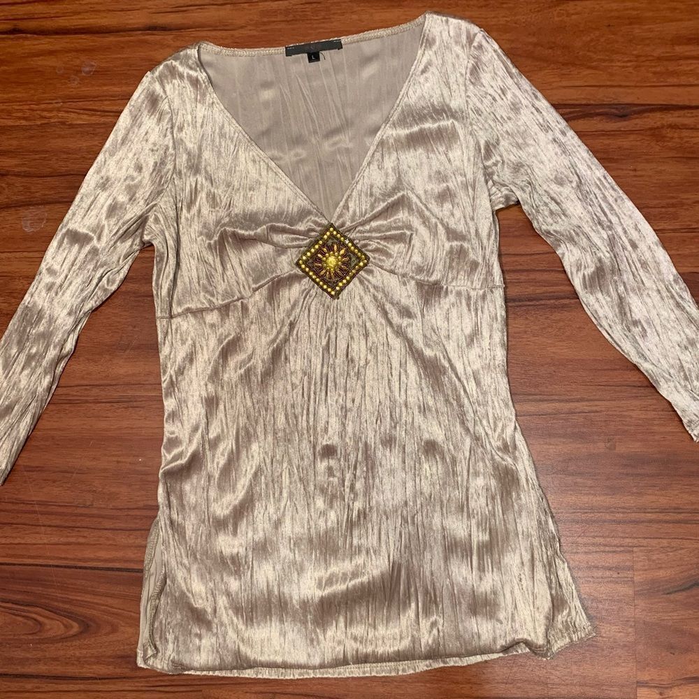 m❤️m Light Brown Crinkle Velvet Top